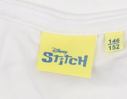 Girls UK Size 11-12 Years Disney White Cropped T-Shirt