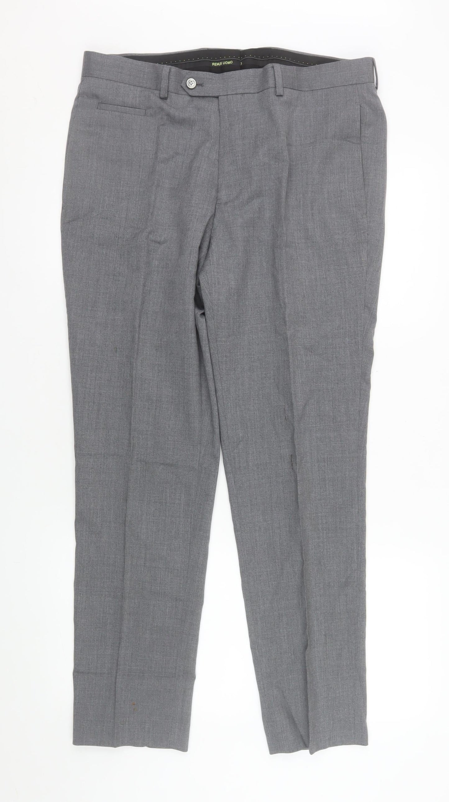 Mens UK Size 34S Remus Uomo Slim Fit Dress Pants Grey Trousers
