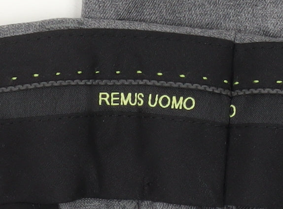 Mens UK Size 34S Remus Uomo Slim Fit Dress Pants Grey Trousers