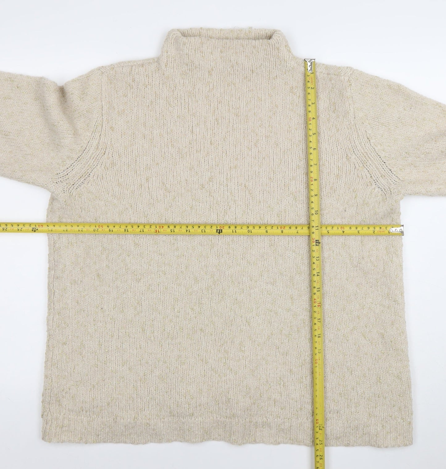 Womens UK Size L Fransa Beige Pullover Jumper