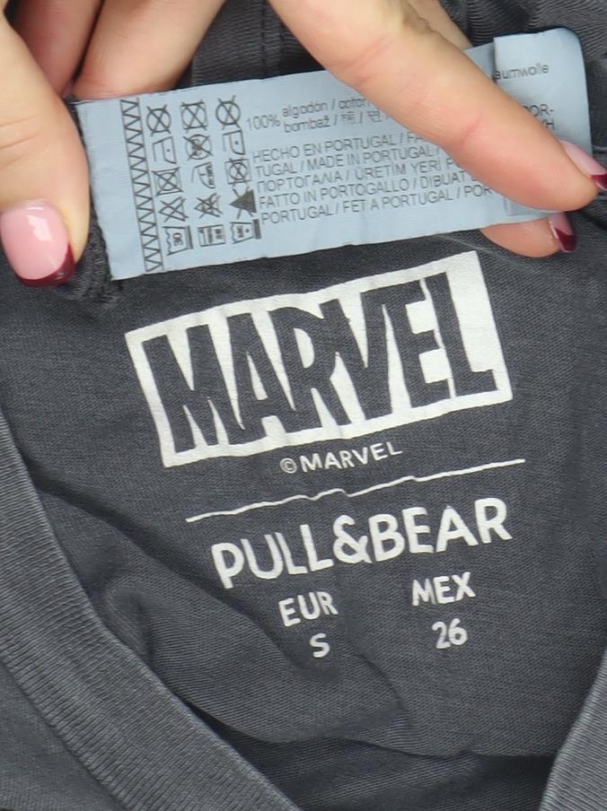 Womens UK Size S Pull&Bear Grey Basic T-Shirt