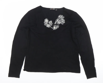 Womens UK Size M Punt Roma Black Basic T-Shirt
