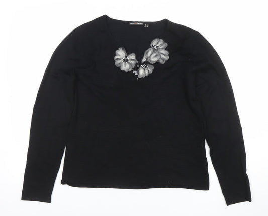 Womens UK Size M Punt Roma Black Basic T-Shirt