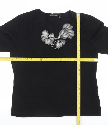 Womens UK Size M Punt Roma Black Basic T-Shirt