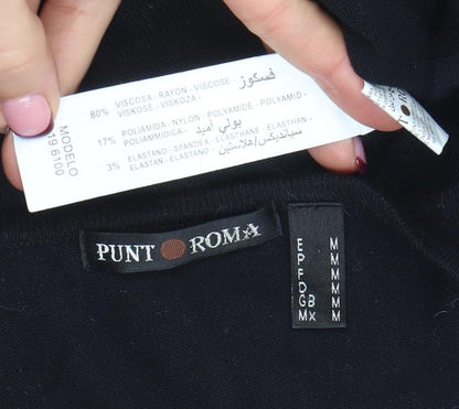 Womens UK Size M Punt Roma Black Basic T-Shirt