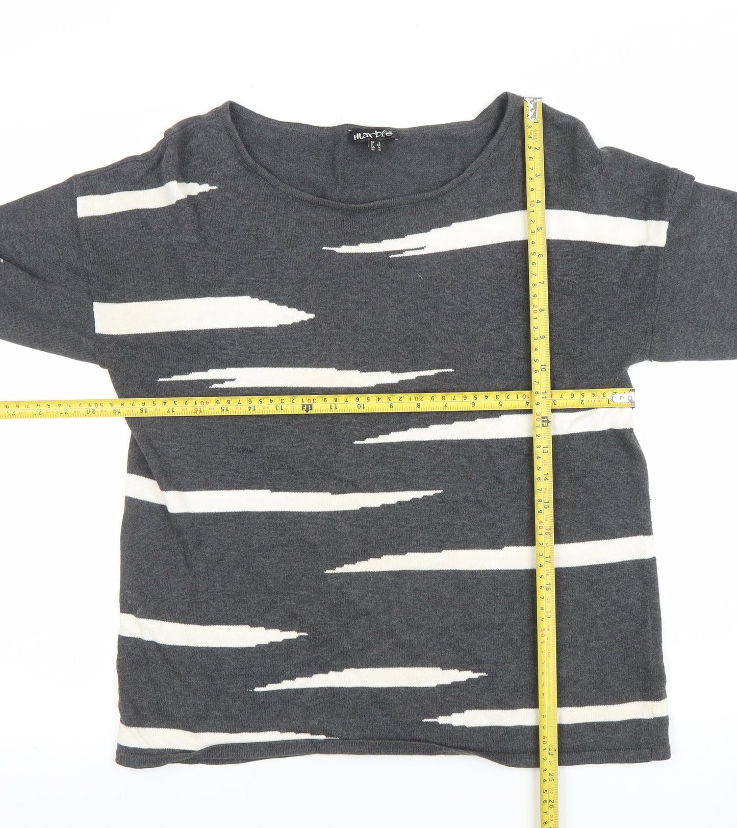 Womens UK Size 14 Marble Grey Basic T-Shirt