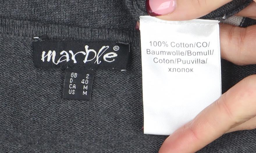 Womens UK Size 14 Marble Grey Basic T-Shirt