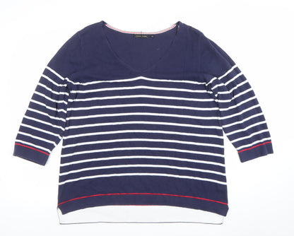 Womens UK Size 16 Jeanne Pierre Blue Basic T-Shirt