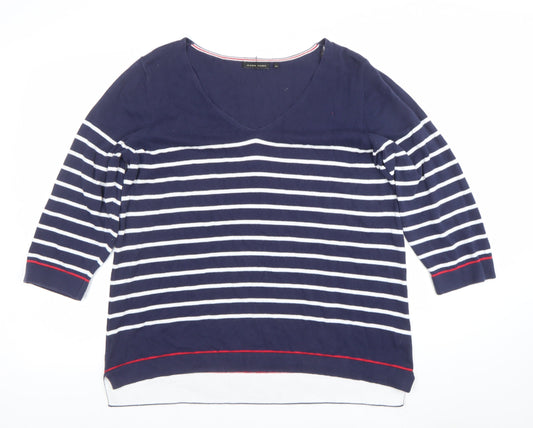 Womens UK Size 16 Jeanne Pierre Blue Basic T-Shirt