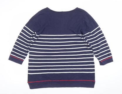 Womens UK Size 16 Jeanne Pierre Blue Basic T-Shirt