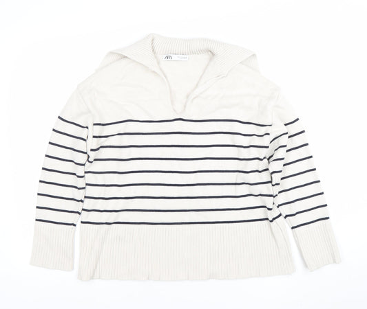 Womens UK Size 10 Zara Ivory Pullover Jumper