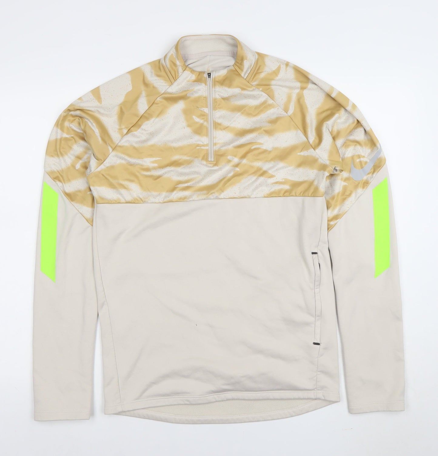 Mens UK Size S Nike Beige 1/4 Zip Sweatshirt