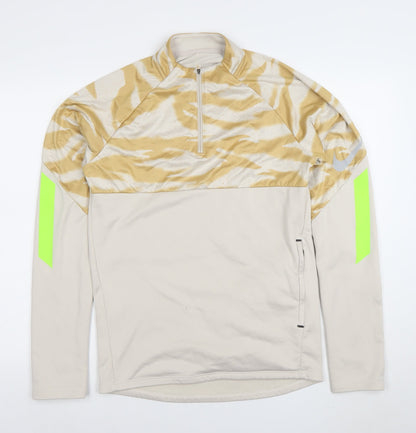 Mens UK Size S Nike Beige 1/4 Zip Sweatshirt