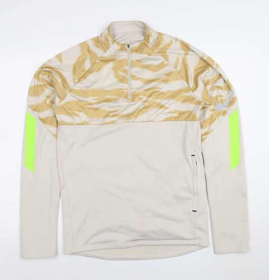 Mens UK Size S Nike Beige 1/4 Zip Sweatshirt
