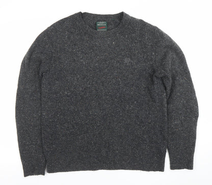Mens UK Size L Racing Green Grey Pullover Jumper