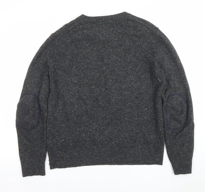 Mens UK Size L Racing Green Grey Pullover Jumper