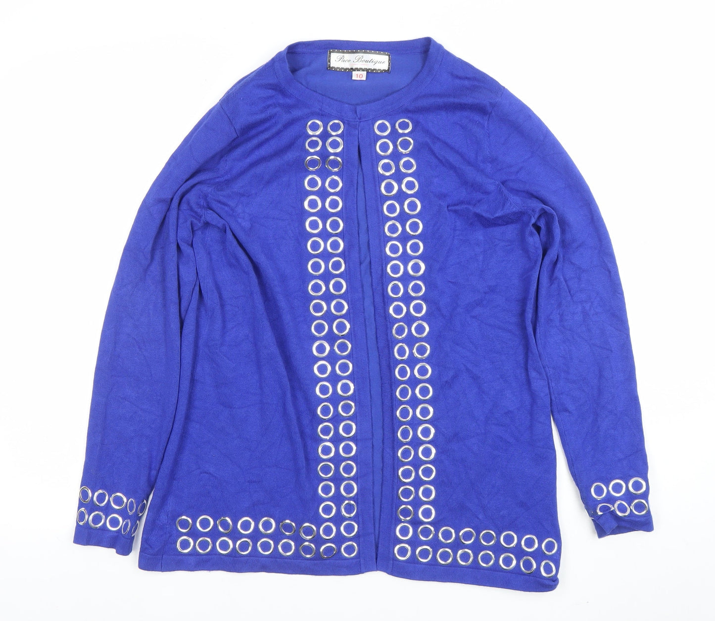 Womens UK Size 10 Rae Boutique Blue Cardigan Jumper