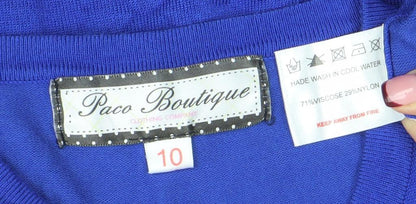 Womens UK Size 10 Rae Boutique Blue Cardigan Jumper
