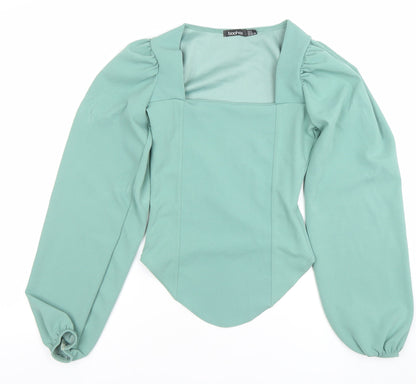 Womens UK Size 8 Boohoo Green Basic Blouse
