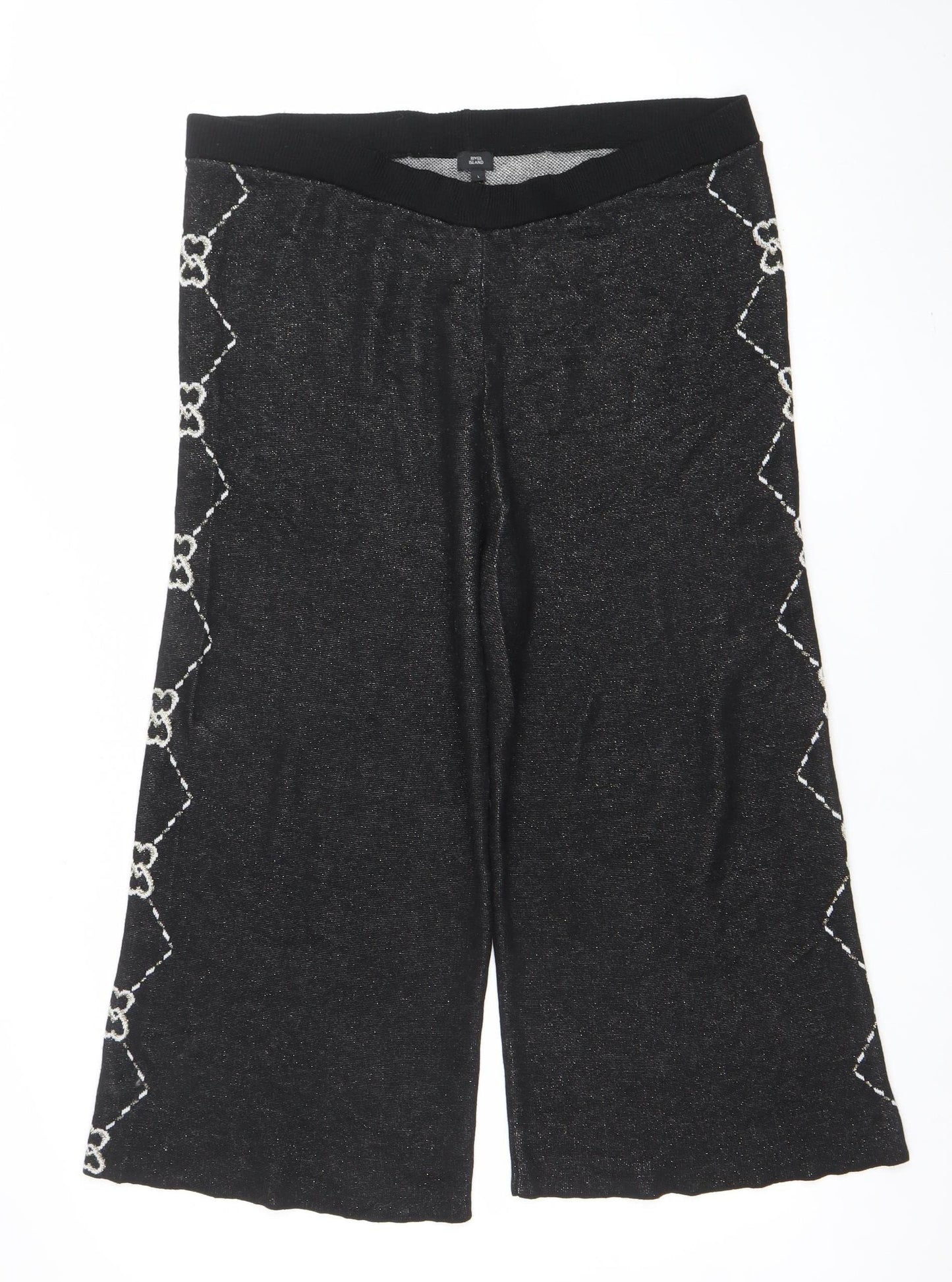 Womens UK Size L River Island Regular Fit Culottes Black Trousers