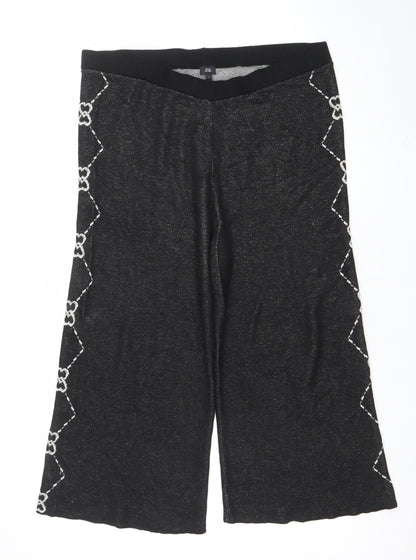 Womens UK Size L River Island Regular Fit Culottes Black Trousers