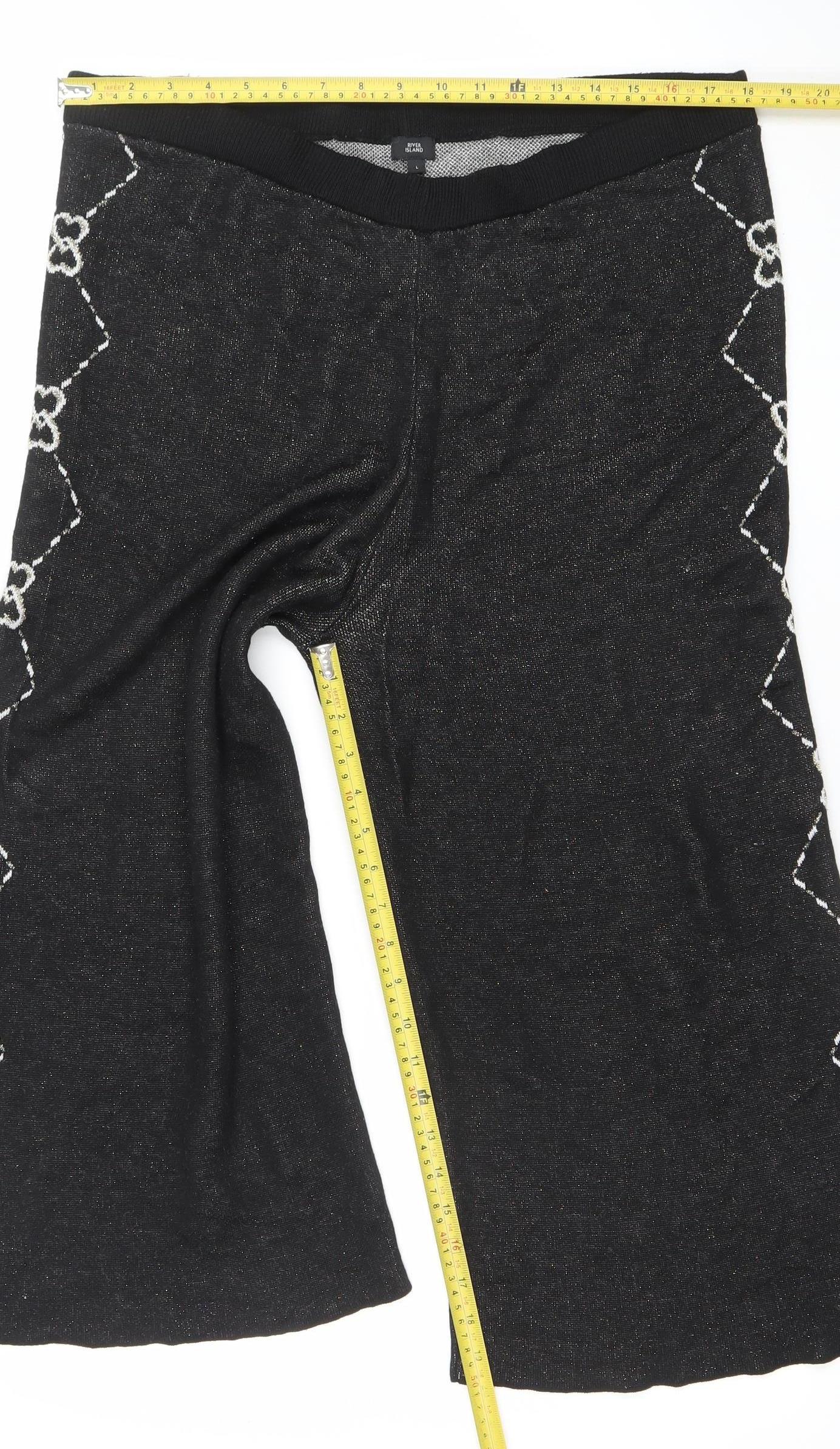 Womens UK Size L River Island Regular Fit Culottes Black Trousers