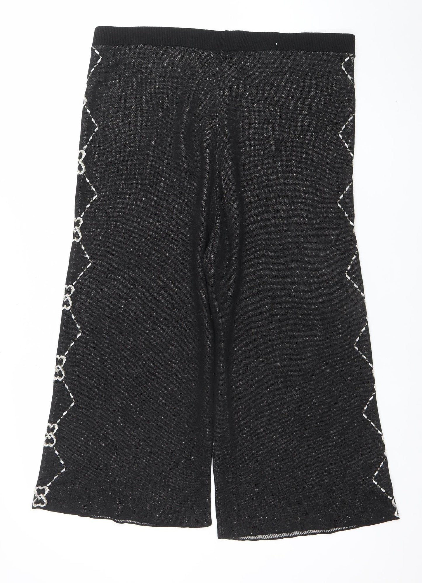 Womens UK Size L River Island Regular Fit Culottes Black Trousers