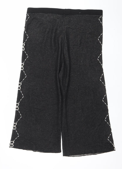 Womens UK Size L River Island Regular Fit Culottes Black Trousers