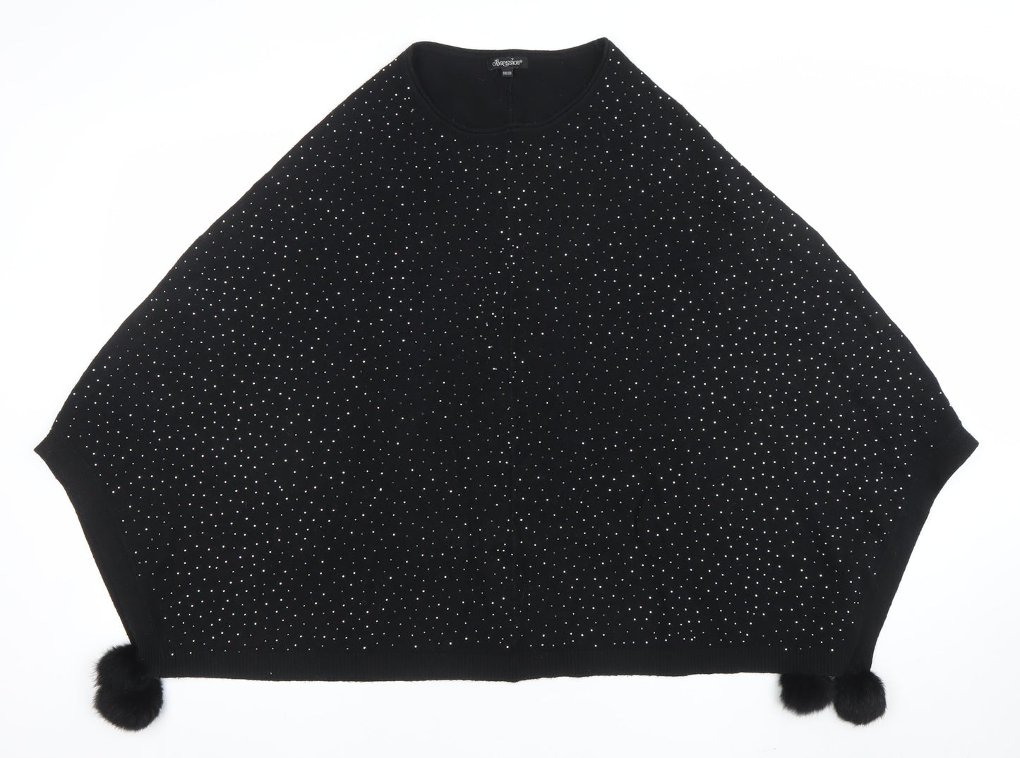 Womens UK Size One Size Oberston Black Cape Jumper