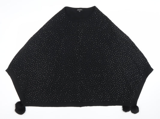 Womens UK Size One Size Oberston Black Cape Jumper
