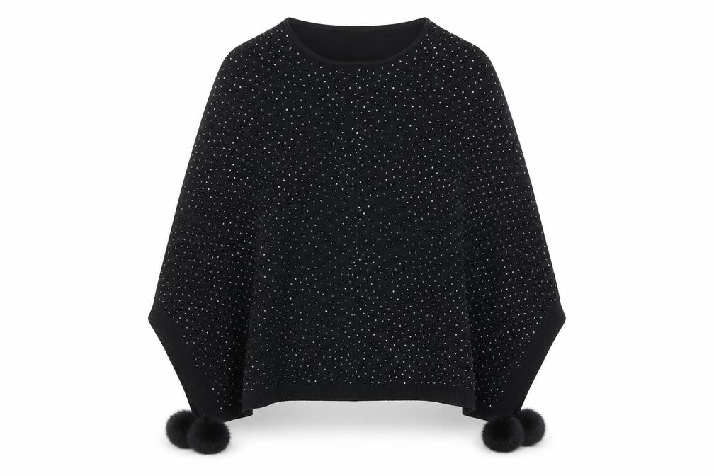 Womens UK Size One Size Oberston Black Cape Jumper