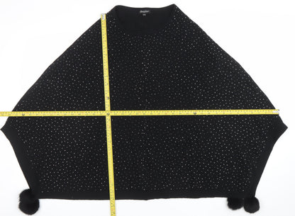 Womens UK Size One Size Oberston Black Cape Jumper