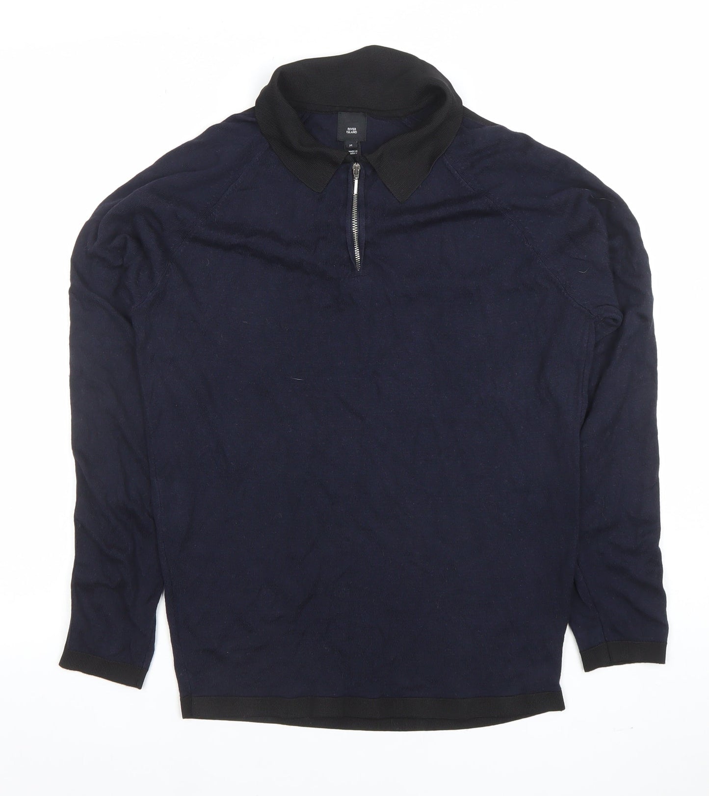 Mens UK Size M River Island Viscose Blend Polo Shirt
