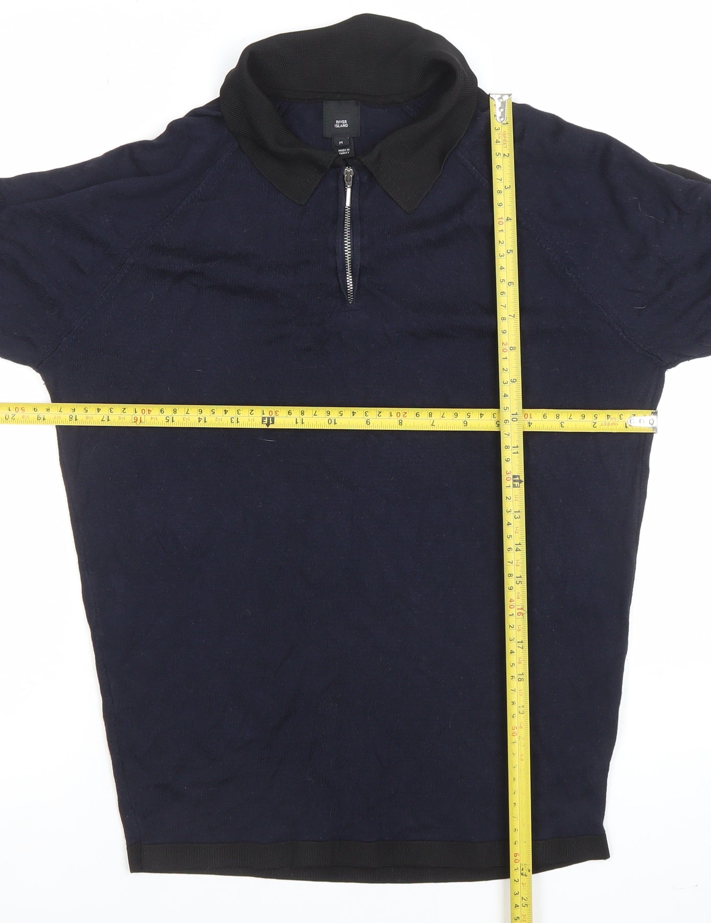 Mens UK Size M River Island Viscose Blend Polo Shirt