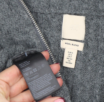 Womens UK Size S H&M Grey Full Zip Jumper