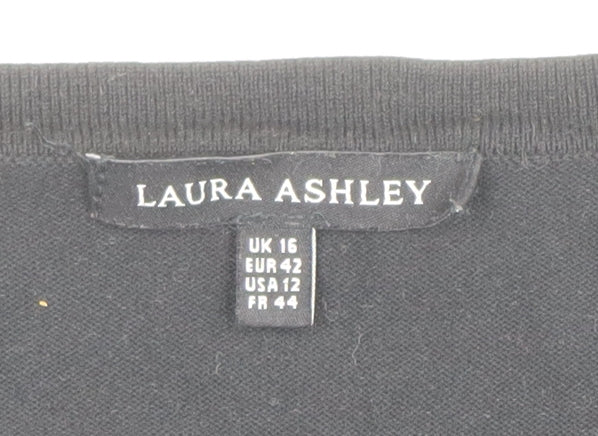 Womens UK Size 16 Laura Ashley Black Basic Blouse