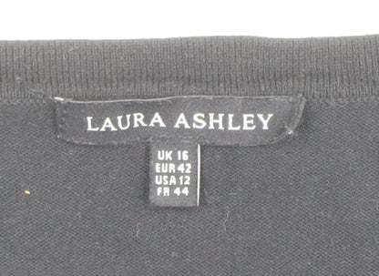 Womens UK Size 16 Laura Ashley Black Basic Blouse