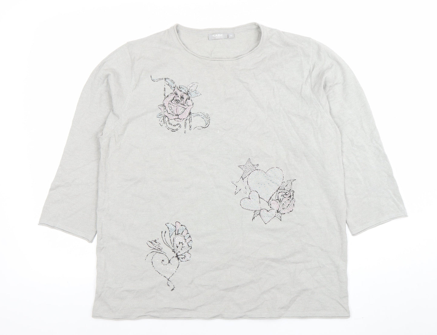 Womens UK Size 14 Rabe Grey Basic T-Shirt