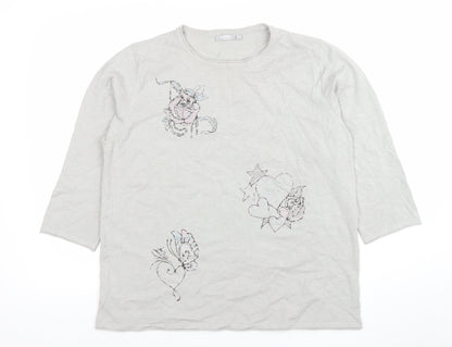 Womens UK Size 14 Rabe Grey Basic T-Shirt