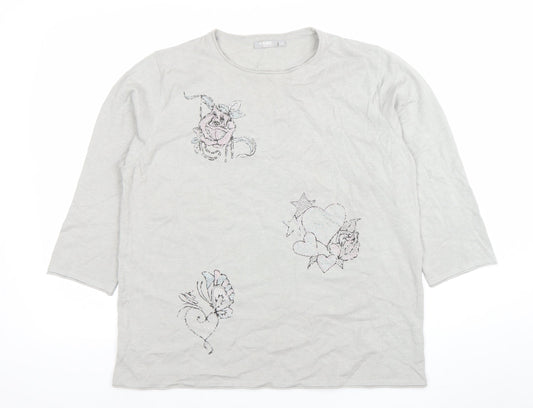 Womens UK Size 14 Rabe Grey Basic T-Shirt