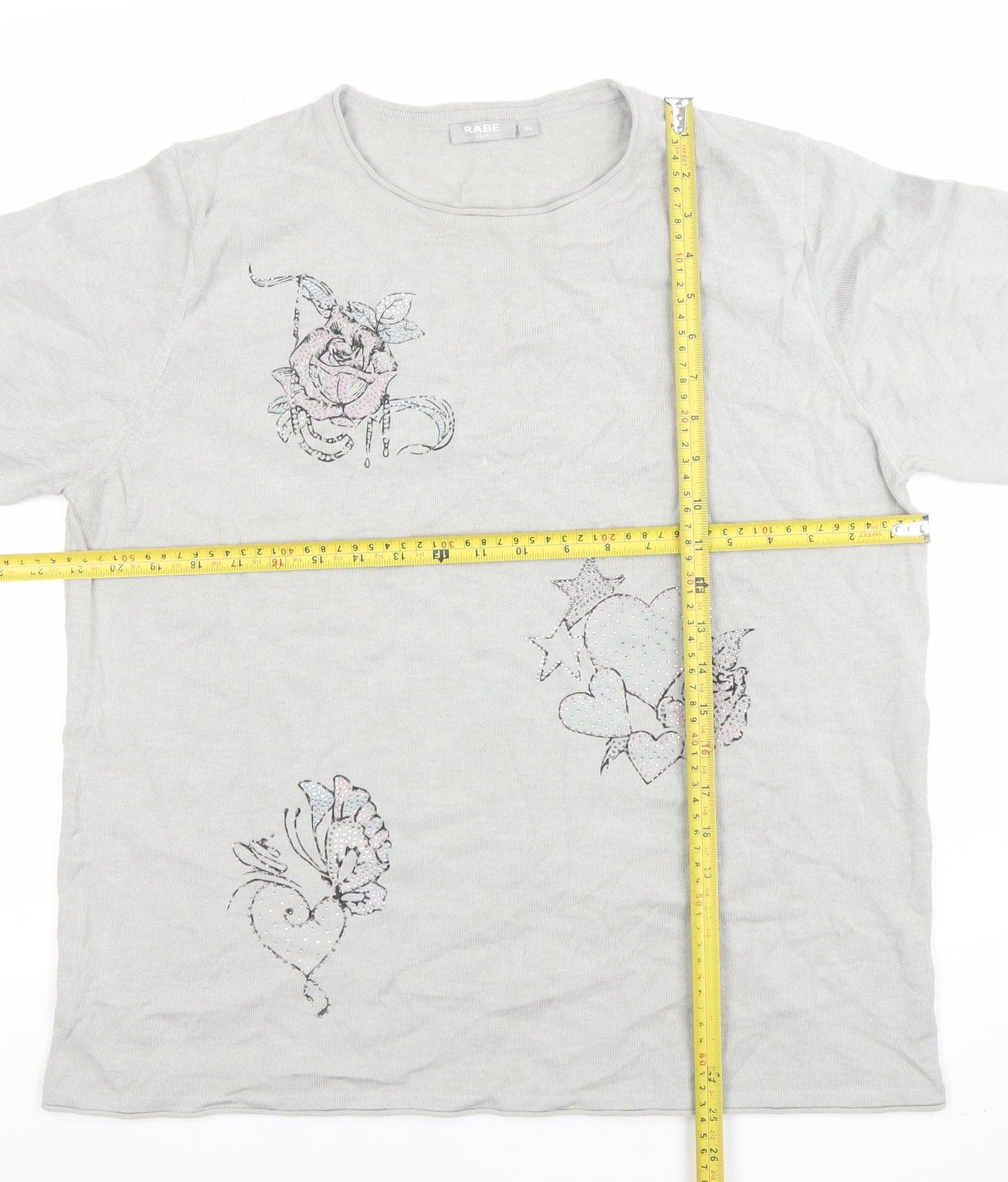 Womens UK Size 14 Rabe Grey Basic T-Shirt