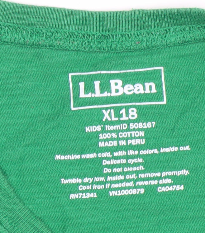 Boys UK Size 18 Years L.L. Bean Green Basic T-Shirt