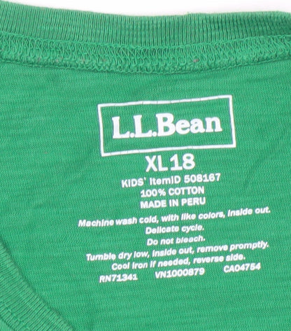 Boys UK Size 18 Years L.L. Bean Green Basic T-Shirt