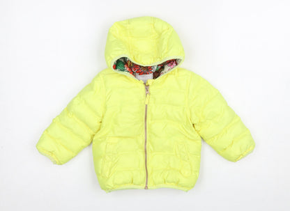 Next Unisex Baby Yellow Puffer Jacket 12-18 Months Hooded Winter Coat