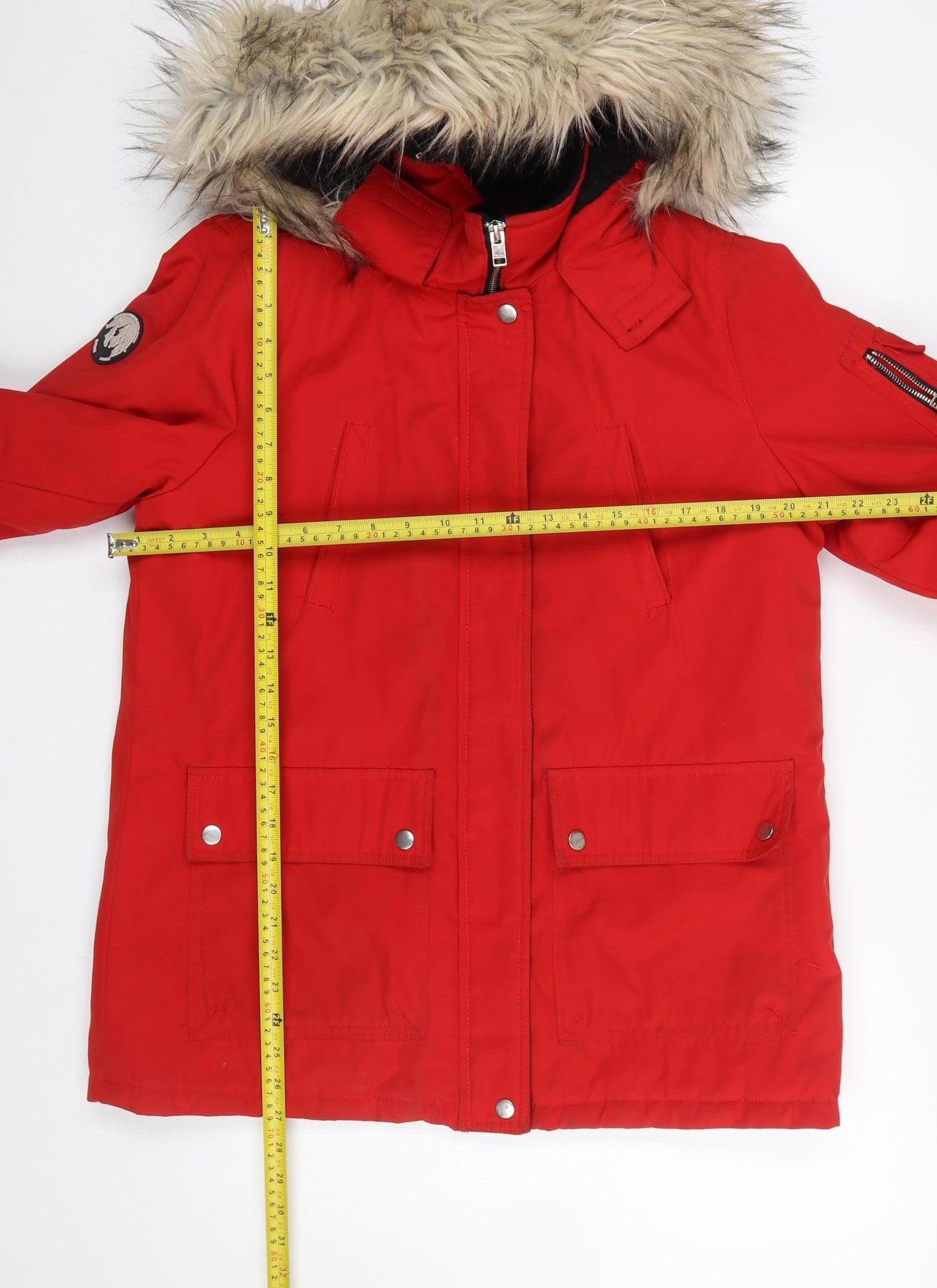Womens UK Size 12 New Look Red Parka Coat