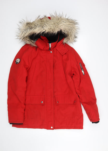 Womens UK Size 12 New Look Red Parka Coat