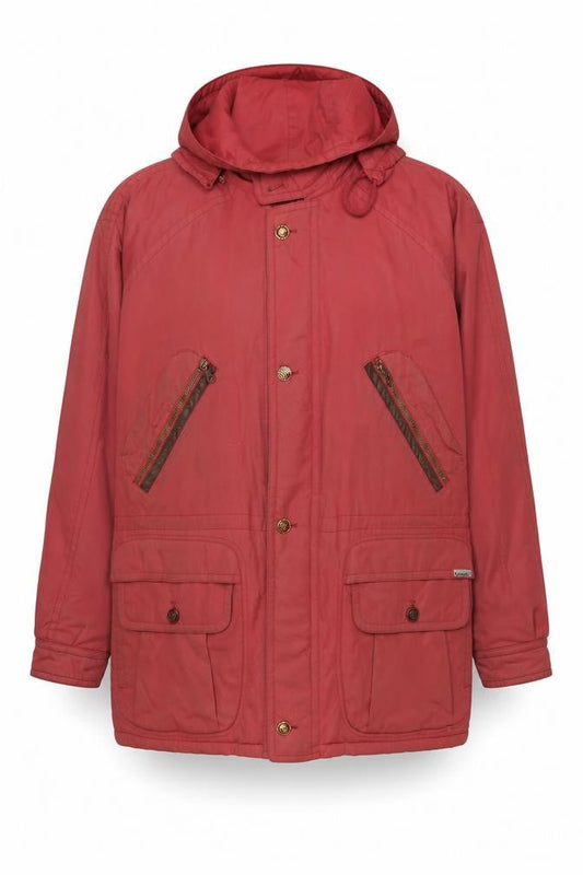 Bush Mens Red 42in Hooded Parka Jacket Cotton Blend Waterproof