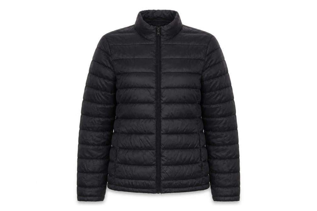VILA Womens Black Puffer Jacket Size S Lightweight Quilted Zip Coat