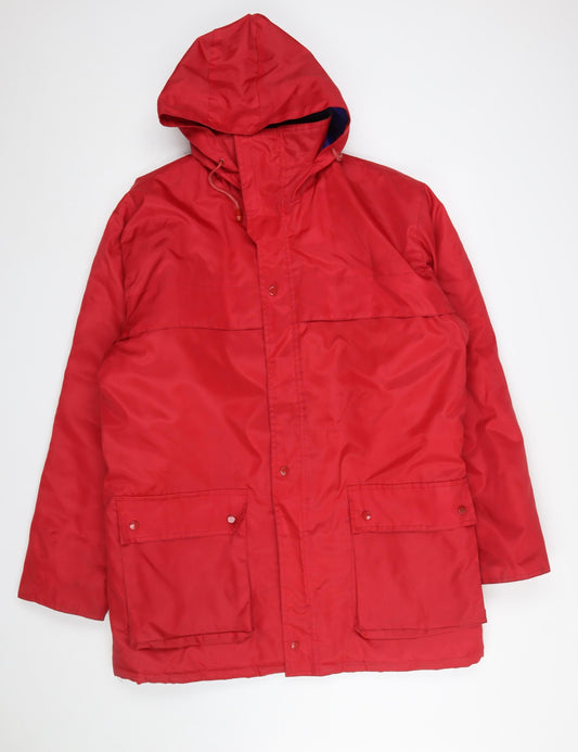 Mens UK Size L Orient Lines Red Parka Coat