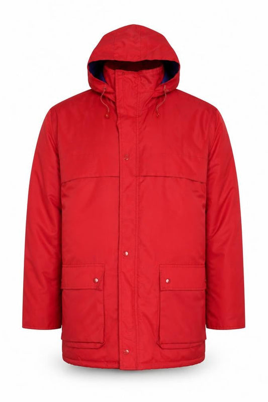 Mens UK Size L Orient Lines Red Parka Coat